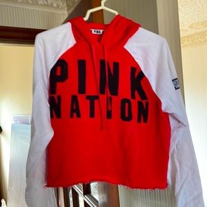 PINK !!! Red Large women’s cropped hoodie